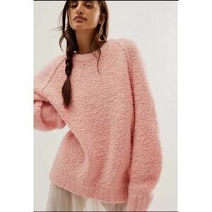 NWOT $168 Free People Teddy Sweater Tunic in Pink Rose Large